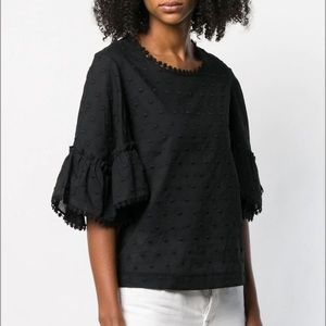 See By Chloé Embroidered Bell Sleeve Blouse Black 4